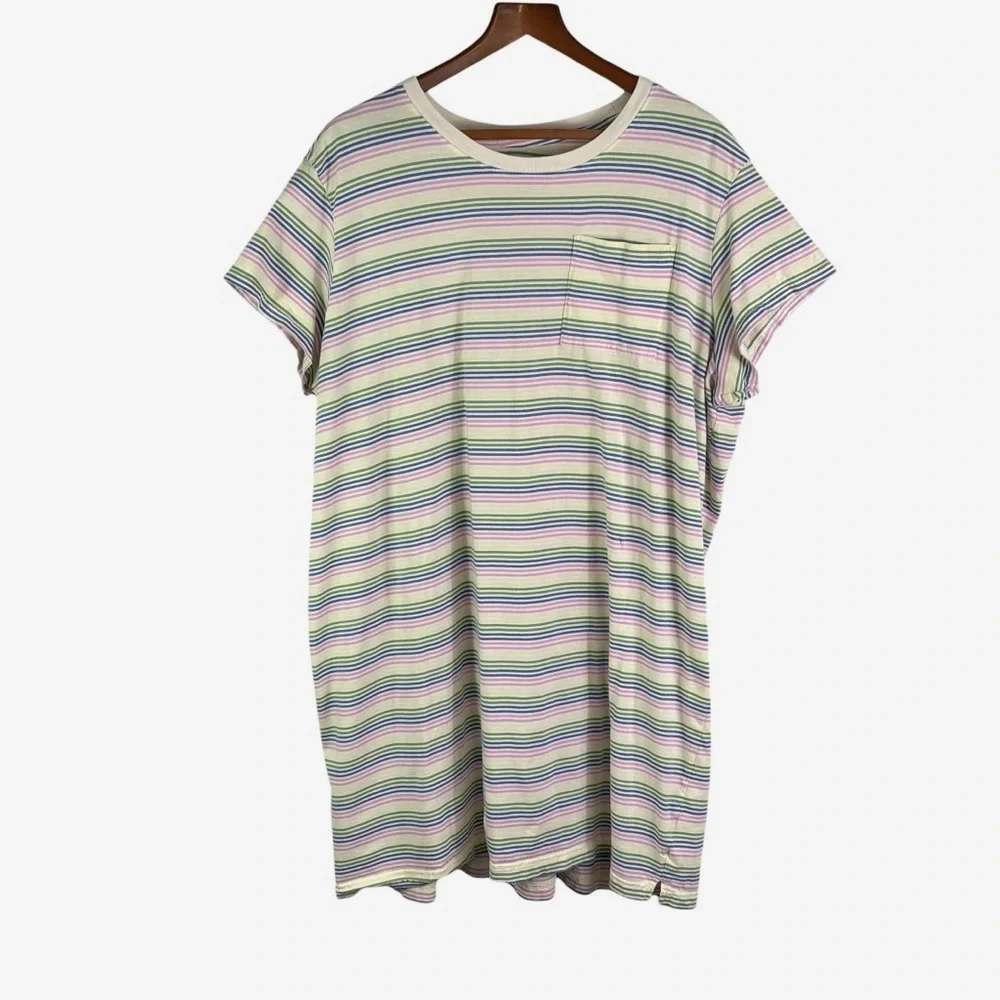 PACT Organic Cotton Tee Dress Size 3XL Multicolor Striped Sustainable *Read - Picture 2 of 9